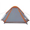 vidaXL Tente de camping &agrave; d&ocirc;me 4 personnes gris et orange imperm&eacute;able