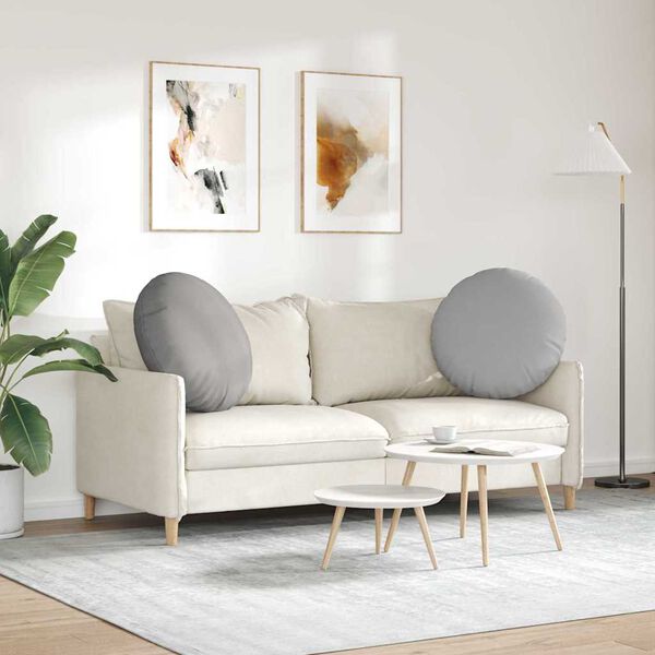 vidaXL Coussins de si&egrave;ge 2 pcs Gris nuage &Oslash;80 x 29 cm tissu