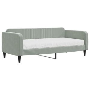 vidaXL Lit de jour avec matelas gris clair 90x190 cm velours