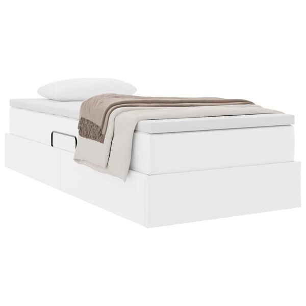 vidaXL Lit avec rangement et matelas Blanc 100 x 200 cm Simili cuir