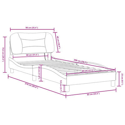 vidaXL Cadre de lit avec lumières LED gris 80x200 cm similicuir