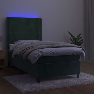 vidaXL Sommier à lattes de lit matelas LED Vert foncé 80x200cm Velours