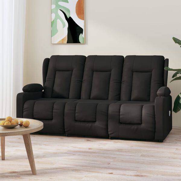 vidaXL Fauteuil inclinable et porte-gobelets 3 places noir similicuir