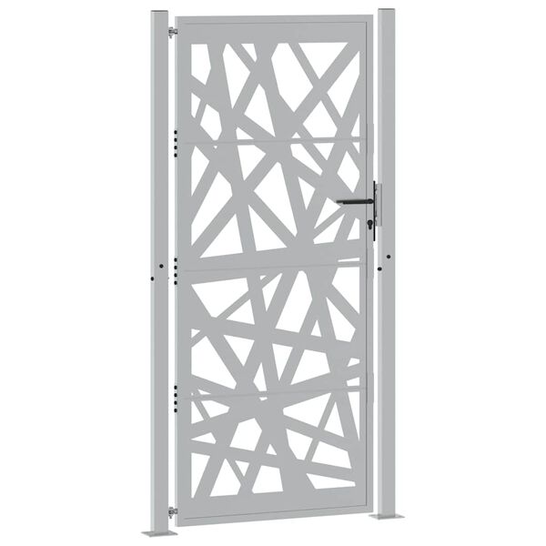 vidaXL Portail de jardin 100x200 cm en acier patin&eacute;, design l&eacute;ger