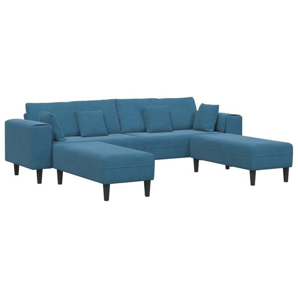 vidaXL Canapé en velours avec coussin 3 pcs Bleu 208 cm Velours
