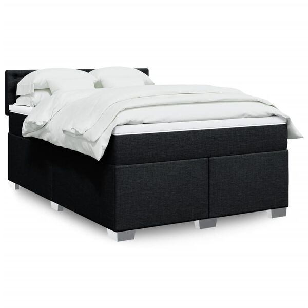 vidaXL Sommier &agrave; lattes de lit avec matelas Noir 160x200 cm Tissu