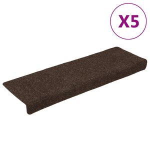 vidaXL Tapis d'escalier autocollants 15 pi&egrave;ces 65x21x4 cm Marron