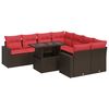 vidaXL Salon de jardin avec coussins 9pcs marron r&eacute;sine tress&eacute;e acacia