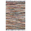 vidaXL Tapis Chindi tiss&eacute; &agrave; la main Cuir 80 x 160 cm Multicolore