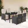 vidaXL Ensemble &agrave; manger de jardin coussins 5pcs Noir R&eacute;sine tress&eacute;e