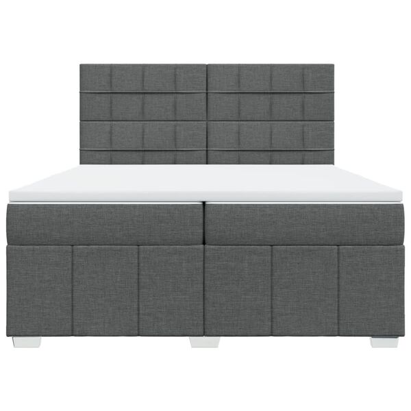vidaXL Sommier &agrave; lattes de lit avec matelas Gris fonc&eacute; 200x200cm Tissu