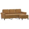 vidaXL Canap&eacute; &agrave; 3 places avec repose-pieds Marron 180 cm Velours