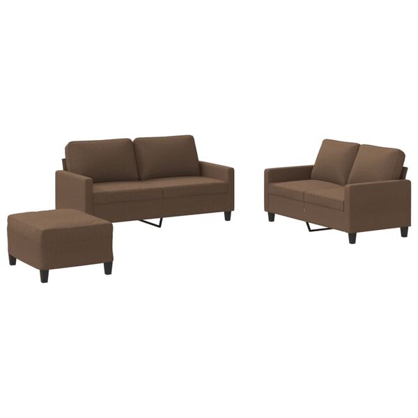 vidaXL Ensemble de canapés 3 pcs avec coussins Marron Tissu