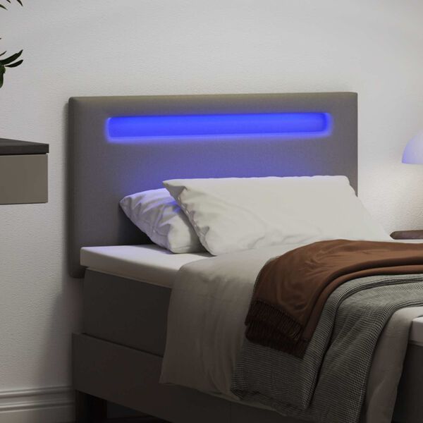vidaXL T&ecirc;te de lit LED Gris 90 cm Cuir synth&eacute;tique