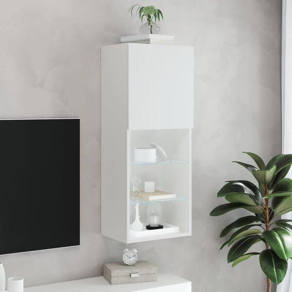 vidaXL Meuble TV avec lumi&egrave;res LED blanc 40,5x30x102 cm