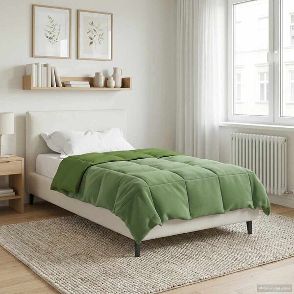 vidaXL Duvet d'&eacute;t&eacute; simple Matelass&eacute; Vert 140 x 200 cm Microfibre