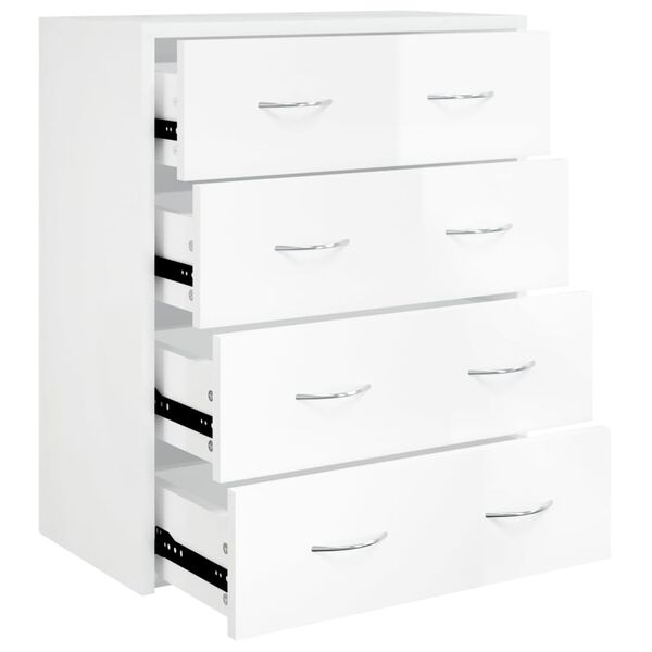 vidaXL Buffet avec 4 tiroirs 60x30,5x71 cm Blanc brillant