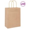 vidaXL Sacs en papier 50 pcs avec poign&eacute;es marron 21x11x28 cm
