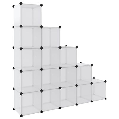 vidaXL Cubes de rangement 15 pcs avec portes Transparent PP