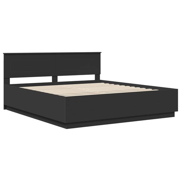 vidaXL Cadre de lit Noir 200 x 200 cm Bois d'ing&eacute;nierie