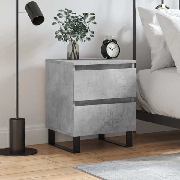 vidaXL Table de chevet gris b&eacute;ton 40x35x50 cm bois d&rsquo;ing&eacute;nierie
