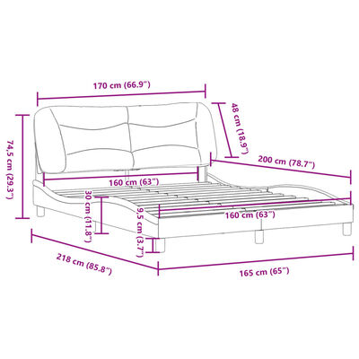 vidaXL Cadre de lit sans matelas cappuccino 160x200 cm similicuir