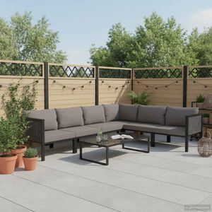 vidaXL Salon de jardin 7 pcs avec coussins R&eacute;sine tress&eacute;e Anthracite