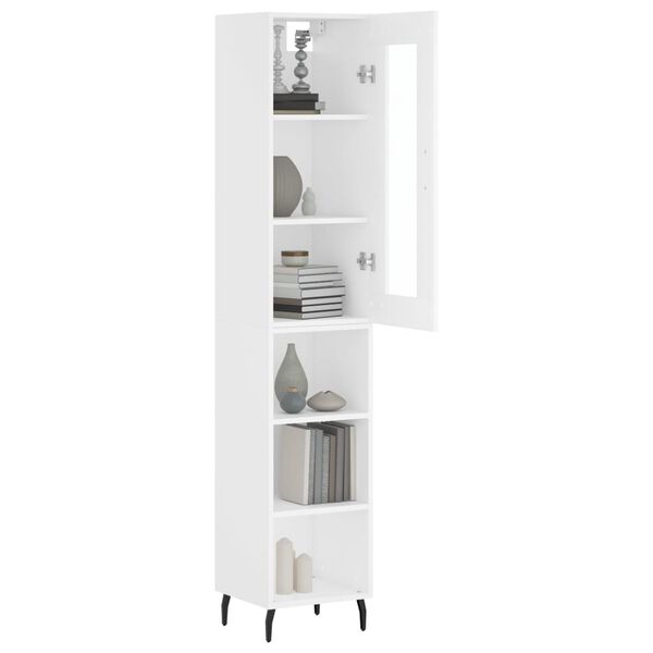 vidaXL Buffet haut Blanc 34,5x34x180 cm Bois d'ing&eacute;nierie