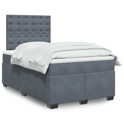 vidaXL Sommier à lattes de lit et matelas gris foncé 120x190cm velours