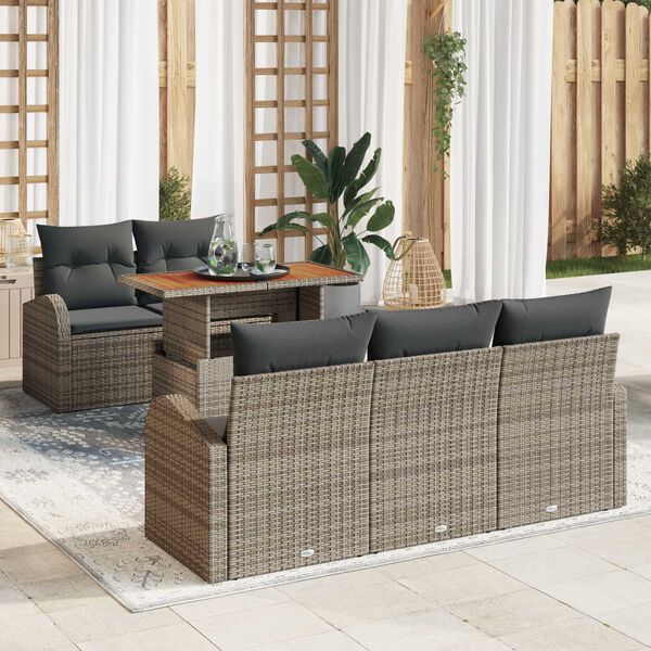 vidaXL Ensemble de canap&eacute; de jardin 6 pcs Gris Poly rotin