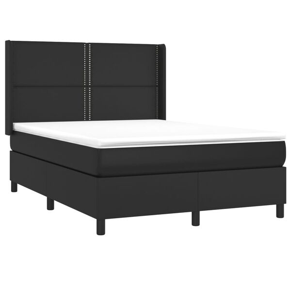 vidaXL Sommier &agrave; lattes de lit avec matelas Noir 140x190 cm Similicuir