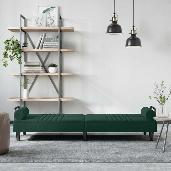 vidaXL Canap&eacute;-lit avec accoudoirs vert fonc&eacute; velours