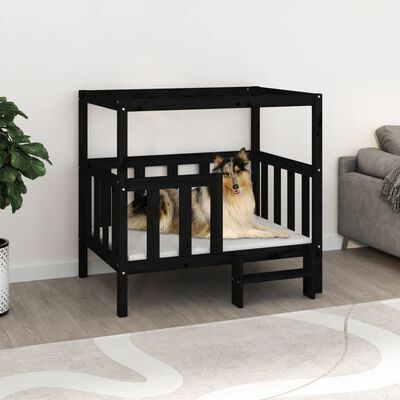 vidaXL Lit pour chien Noir 105,5x83,5x100 cm Bois de pin solide