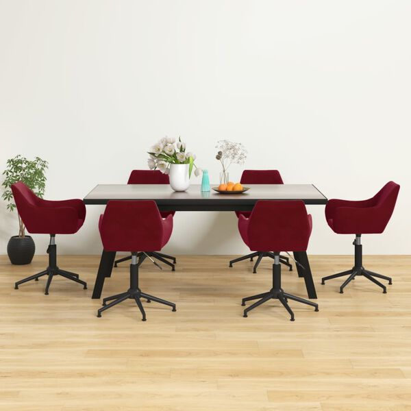 vidaXL Chaises &agrave; manger pivotantes lot de 6 rouge bordeaux velours