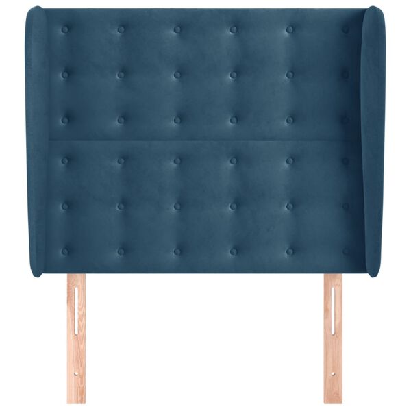 vidaXL T&ecirc;te de lit avec oreilles Bleu fonc&eacute; 93x23x118/128 cm Velours