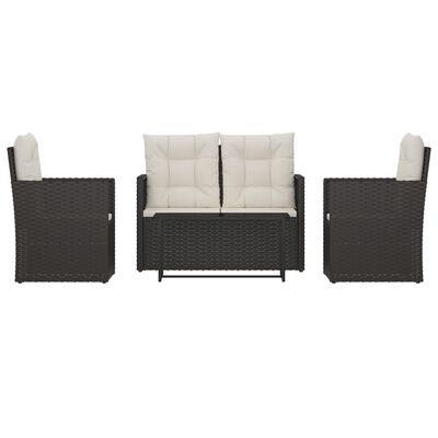 vidaXL Mobilier d'extérieur 4 pcs avec coussins Résine tressée Noir