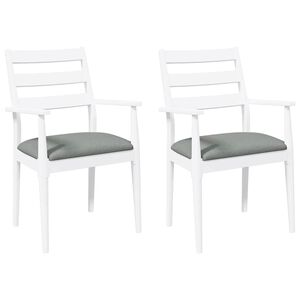 vidaXL Chaises de salle &agrave; manger avec coussins (2 pcs) bois massif blanc caoutchouc