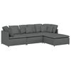 vidaXL Canap&eacute; modulaire et repose-pieds et coussins tissu gris fonc&eacute;