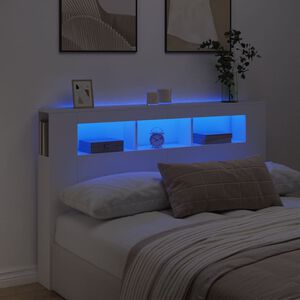 vidaXL T&ecirc;te de lit &agrave; LED blanc 160x18,5x103,5 cm bois d'ing&eacute;nierie