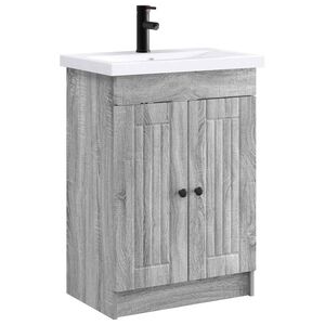 vidaXL Ensemble de mobilier de salle de bain Sonoma gris