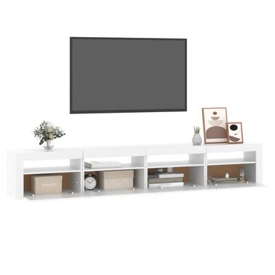 vidaXL Meuble TV avec lumières LED Blanc 240x35x40 cm