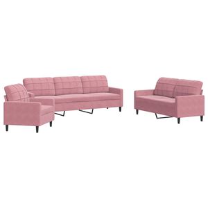 vidaXL Ensemble de canap&eacute;s 3 pcs avec coussins Rose Velours