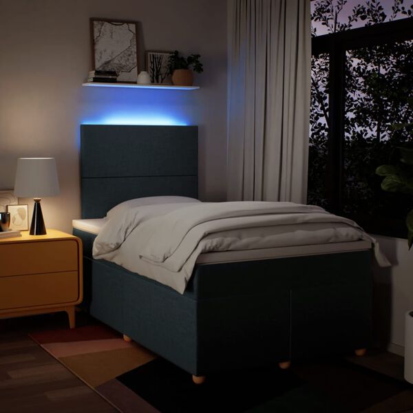 vidaXL Sommier &agrave; lattes de lit avec matelas bleu 120x190 cm tissu