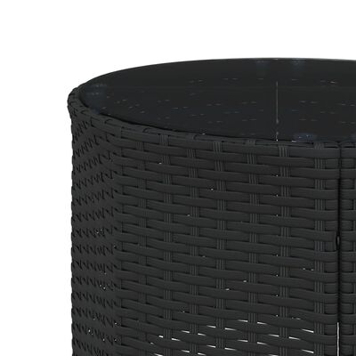 vidaXL Salon de jardin 3 pcs demi-rond noir résine tressée