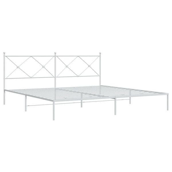 vidaXL Cadre de lit m&eacute;tal sans matelas et t&ecirc;te de lit blanc 193x203 cm