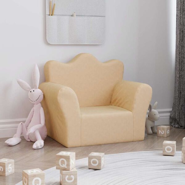 vidaXL Canap&eacute; pour enfants cr&egrave;me peluche douce