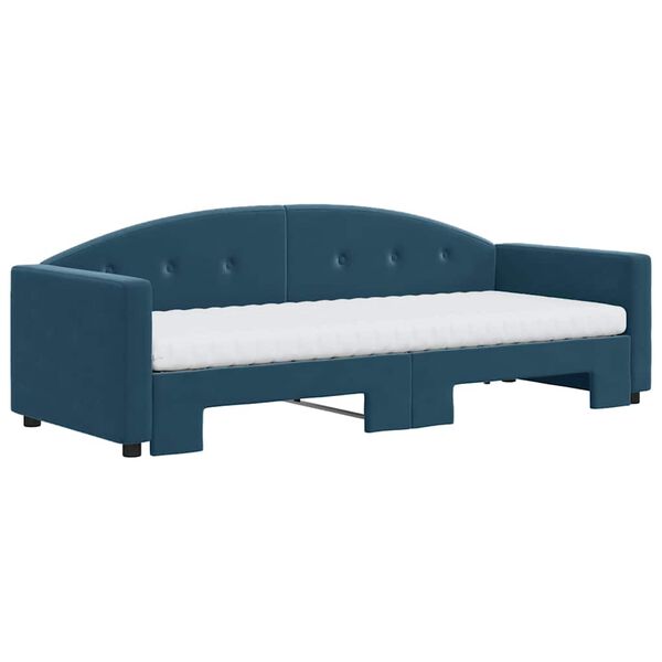 vidaXL Lit de jour avec lit gigogne et matelas bleu 80x200 cm velours