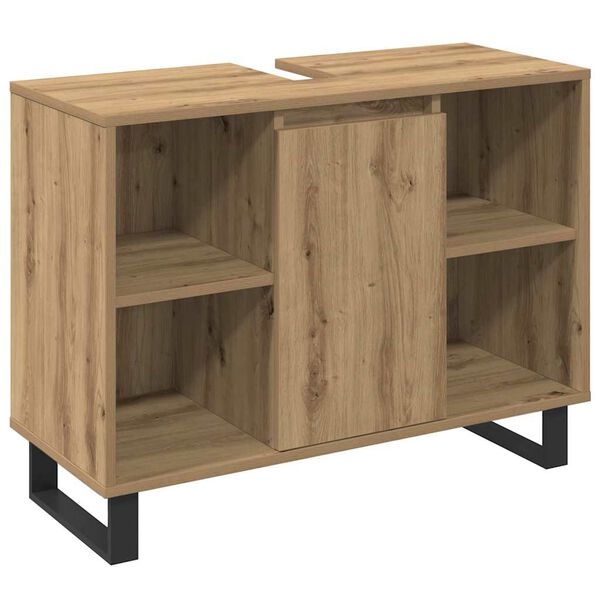 vidaXL Ensemble de mobilier de salle de bain avec porte 3 pcs Marron