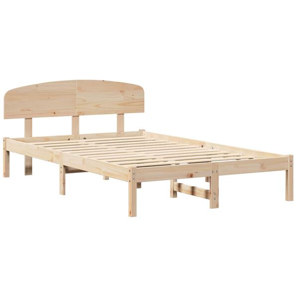 vidaXL Cadre de lit avec t&ecirc;te de lit Naturel 120 x 190 cm Pin massif