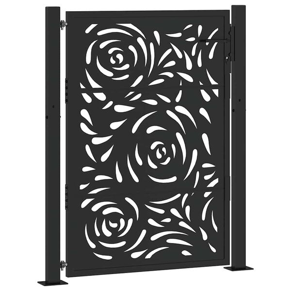vidaXL Portail de jardin noir 100x125 cm en acier avec motif flamme